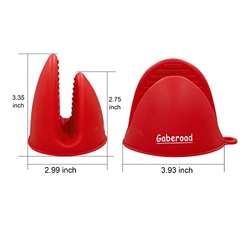 Thickened Mini Silicone Oven Mitts Heat Resistant, Rubber Oven Mitt Gloves, Finger Pinch Grips, Pot Holder, Silicone Potholder for Kitchen Cooking & Baking 1 Pair, Red - color: Red