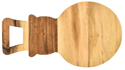 Treen Art Wooden Christmas Cutting Board for Kitchen Decor, 14"L x 8"W Snowman Shaped Acacia Wood Chopping Board with Handle, Serving Charcuterie Platter - color: Snowman Board 14"L x 8"W