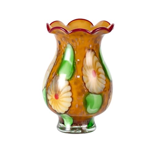 KAMMAK Colored Glass Vase, Beautiful Hand Blown Decorative Vase, Modern Art Vase for Flower Mantle Dining Table Centerpiece, Entryway Living Room Wedding Decoration, FH02026 - style: FH02026