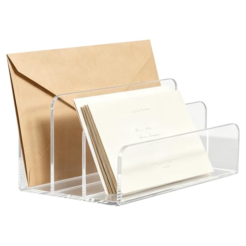 3-Compartment Clear Acrylic Mail Organizer, 4 mm Thick Vertical Desktop Letter Sorter for Mail, Letters, Bills, Files and Magazines, Desktop Organizer for Office Home Classroom