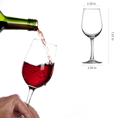 PARACITY Wine Glasses Clear Red White Wine Glass Goblets Crystal Stemware (4PCS) | Handcrafted Clear Glass Stemware with Smooth Rounded Rims for Dishwasher Cleaning, Dining, Restaurants and Lounges