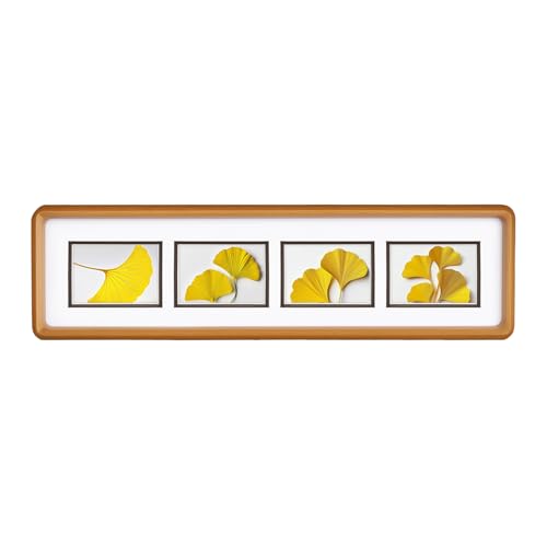 4x16 Collage Picture Frame Natural Teak Solid Wood, 2x3 Collage Photo Frame Displays 4 Photos or 4x16 (Without Mat), Wooden Frame for Tabletop or Wall Mounting Display - color: Teak, size: 4x16-4 Openings