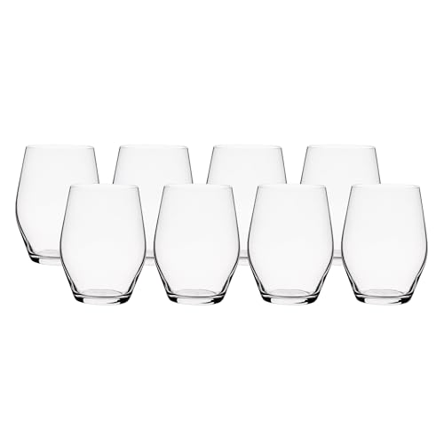 Anchor Hocking Stemless Wine Glasses, Sondria 16 Ounce Wine Glasses, Set of 8 - color: White