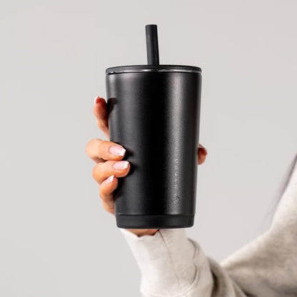 HydroJug Everyday Tumbler 14 oz, Ceramic-Lined Straw Cup, Black - color: Black, size: 14 Ounces