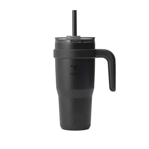 REDUCE 24 oz Stainless Steel Tumbler with Handle - Dual-Wall Vacuum Insulated Travel Mug, Sweat-Proof Lid & Reusable Straw - Keeps Drinks Cold for 24 Hrs, Fits Cupholders, Dishwasher Safe - Phantom - color: Phantom, size: 24 Ounces