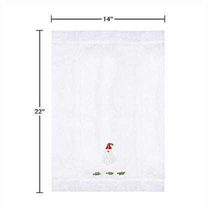 Saro Lifestyle Embroidered Santa Claus Christmas Hemstitched Linen Cotton Guest Towel (Set of 4), White, 14"x22" - color: Santa Claus