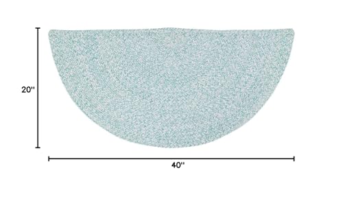 Super Area Rugs Farmhouse Braided Rug Cotton Kitchen Reversible Carpet Turquoise & White, 20" X 40" Half Circle - color: Turquoise & White, size: 1'8" x 3'4" (Semicircular)