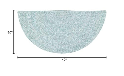 Super Area Rugs Farmhouse Braided Rug Cotton Kitchen Reversible Carpet Turquoise & White, 20" X 40" Half Circle - color: Turquoise & White, size: 1'8" x 3'4" (Semicircular)