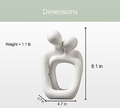 BANOMII Abstract Couple Statue, Minimalist Couples Bedroom Decor, White Hugging Lovers Sculptures Modern Home Office Decor Accents for Nightstand & Dresser, Shelf Decorations Aesthetic, Gift