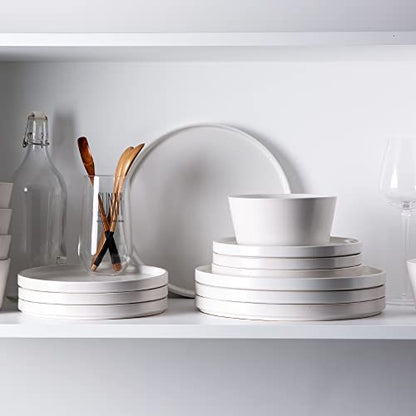 AmorArc Ceramic Plates Set of 6, Matte Glaze 8.0 Inch Dishes Set for Kitchen, Dessert,Salad,Appetizer, Small Dinner Plates, Microwave & Dishwasher Safe, Scratch Resistant, Matte White | High Edge Small Dinner Plates for Dessert,Salad,Appetizer,Dinner,Micr