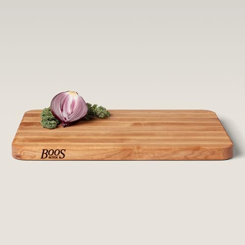 John Boos Chop-N-Slice Series Rectangular Maple Cutting Board, 20" x 14" x 1.25", 10 lb – Reversible Edge-Grain Butcher Block with Finger Grips, Made in the USA - size: 20"L x 14"W