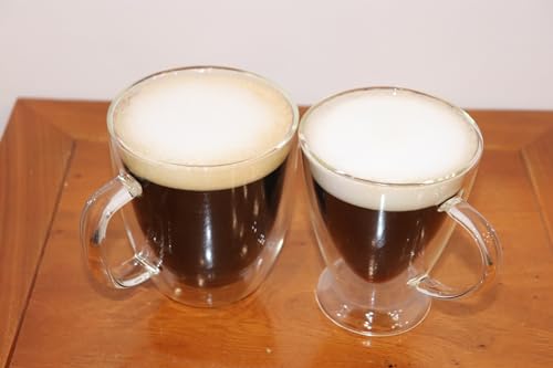 19 oz Double Wall Glass Coffee Mug, Borosilicate Clear Tea Cup with Handle | Large Latte Cappuccino Espresso