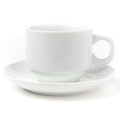 Huji Stack-able Porcelain 4 Ounces Espresso Turkish Coffee Cups and Saucer with Chrome Rack (1)
