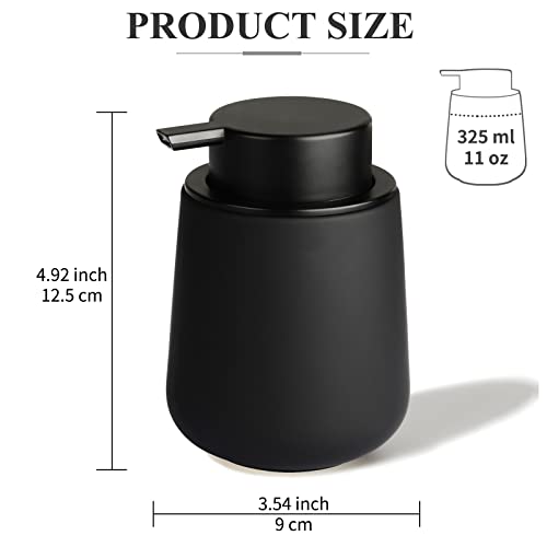 Bosilunlife 12Oz Ceramic Foam Soap Dispenser for Bathroom Kitchen Counter | Premium countertop foam pump creates delicate dense foam, stable desktop placement, Rubber Paint Black - color: Rubber Black