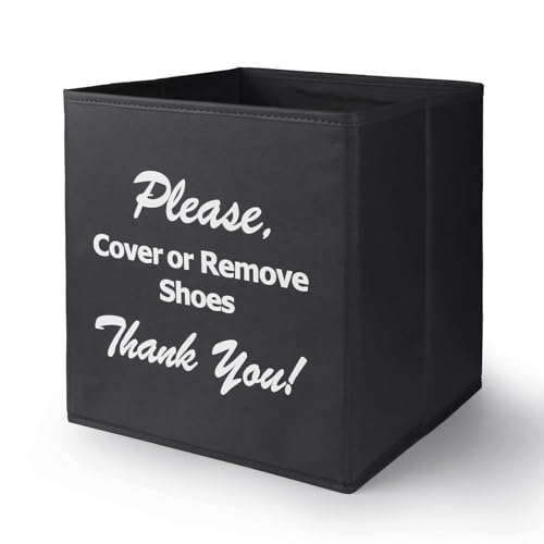 Opret Large Shoe Cover Box Black, Real Estate Agent Supplies, Disposable Shoe Cover Dispenser Box for Open House, Foldable Storage Bin - color: Black