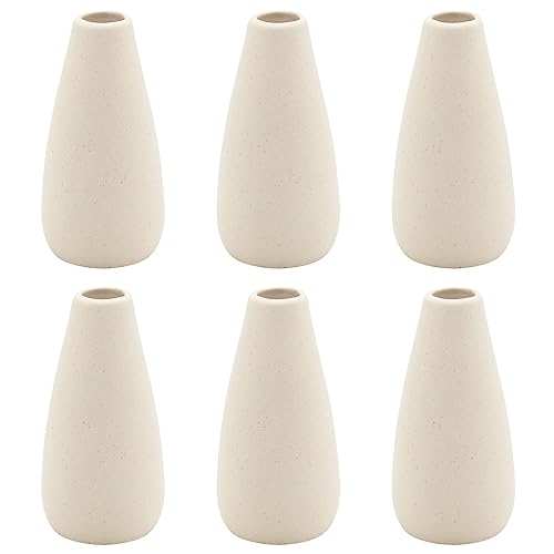 YANLING 6 Pack Modern Small Vase for Flowers, Light Yellow Ceramic Vases | for Pampas Grass, Boho Vases for Home Decor Table Shelf Office Bedroom - color: Light Yellow-c, size: 6 Pack-Small