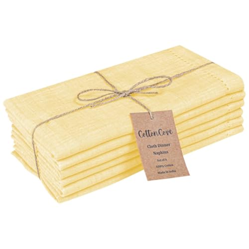 Cloth Dinner Napkins 100% Cotton Set of 6 - Soft Durable Washable - Ideal for Farmhouse Parties Wedding Christmas Easter - Perfect Everyday Use Table Cloth Napkins 18x18 Yellow - color: Yellow