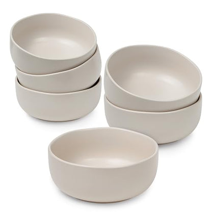 Sheffield Home Large Stoneware Cereal Bowls - Set of 6, 28oz Capacity - Dishwasher & Microwave Safe - 6" Diameter, Stylish & Functional for Everyday Use – Blush - color: Blush