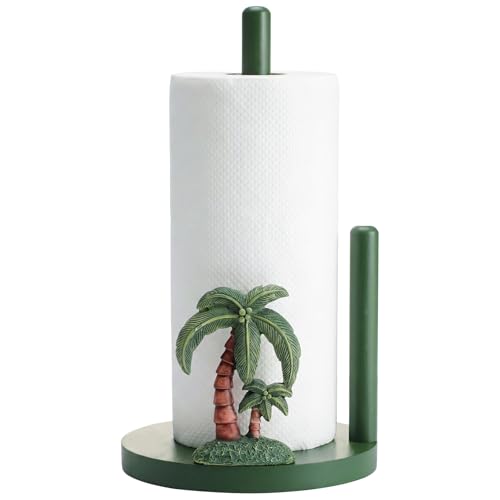 Palm Tree Paper Towel Holder Resin Coconut Tree Kitchen Decor Countertop Toilet Paper Towel Stand 12.5 Inch Green Decorative Tropical Gifts for Coastal Kitchen, Beach House, Home Decor - style: Coconut Tree