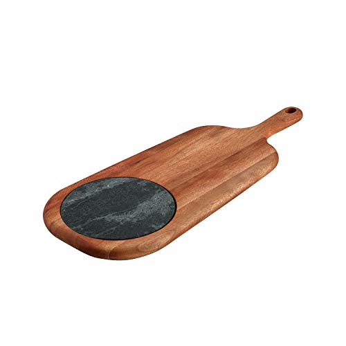 Tramontina Provence 2-Pc Cheese Serving Board with Marble Insert | African Mahogany Cutting Board, Natural Oil Finish