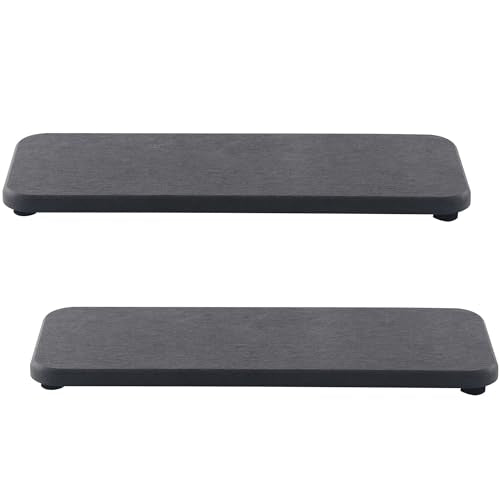NiuYichee 2 Pcs Sink Stone Soap Trays, Water Absorbing Diatomite Tray Used for Hand Soap/Cosmetic Bottles/Dish Soap in the Kitchen/Bathroom Sink Countertop, Fast Dry Stone Tray with Non-Slip Pads - color: Dark Gray, size: 9" x 3.54" without groove