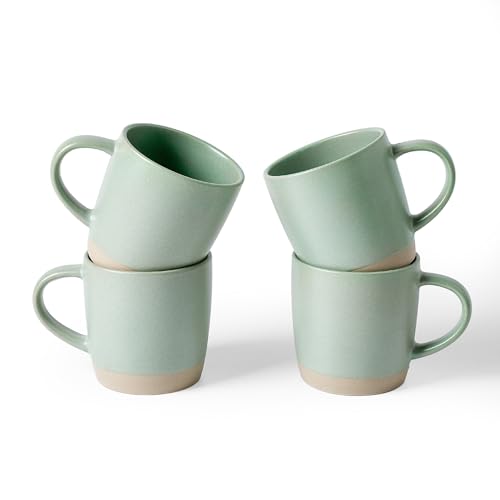 famiware Coffee Mugs Set of 4, Milkyway 13 oz Ceramic Cup Set with Handle | Stoneware Mug Set for Tea, Coffee, Latte, Cappuccino, Cocoa, Microwave and Dishwasher Safe, Light Green - color: Milkyway-Light Green, size: 4 Count (Pack of 1)