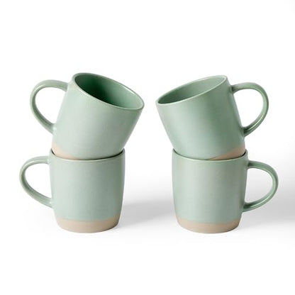 famiware Coffee Mugs Set of 4, Milkyway 13 oz Ceramic Cup Set with Handle | Stoneware Mug Set for Tea, Coffee, Latte, Cappuccino, Cocoa, Microwave and Dishwasher Safe, Light Green - color: Milkyway-Light Green, size: 4 Count (Pack of 1)