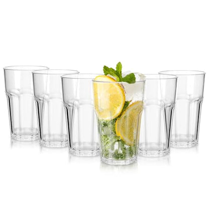 6 Pcs Plastic Tumblers, Unbreakable Water Cups, Reusable Drinking Cup for Kids and Adults, Stackable Acrylic Glasses for Camping Picnic Party Juice Cocktail Whiskey Wine (6pc-clear-300ml/10oz) - color: 6pc-clear-300ml/10oz