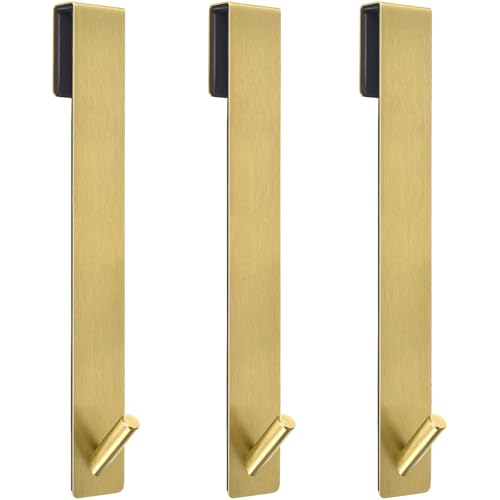 Kontoyo Shower Door Hooks(10 Inch),Extended Over Door Hooks for Bathroom Frameless Glass Shower Door,Stainless Steel Towel Hooks,Heavy Duty Rack Hooks for Robe,Towel-3 Pack-Gold - color: Gold, size: 10IN-3 PACK