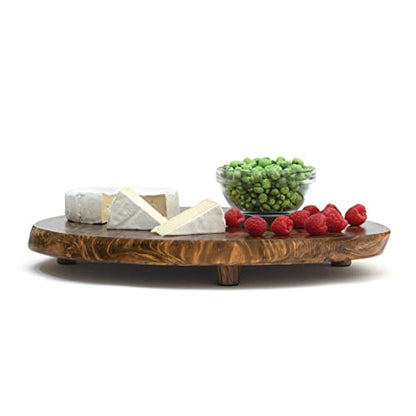 Lipper International 1230 Acacia Burl Finish Serving Board with Feet, Large, 13" to 15" Diameter x 2" - size: Large, 13" to 15" Diameter x 2"