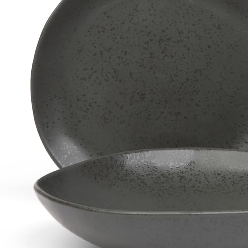 Stoneware Dinnerware Set, 16 Piece, 4 Place Settings, Made in Portugal, Charcoal - color: Charcoal Gray
