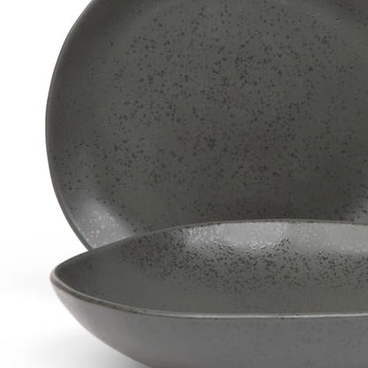Stoneware Dinnerware Set, 16 Piece, 4 Place Settings, Made in Portugal, Charcoal - color: Charcoal Gray