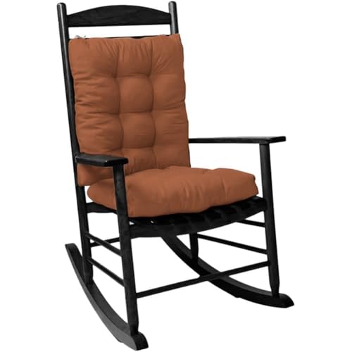 Rocking Chair Cushion, Set of Seat & Back Cushion with Ties for Indoor Rocker (Dark Coffee) - color: Dark Coffee