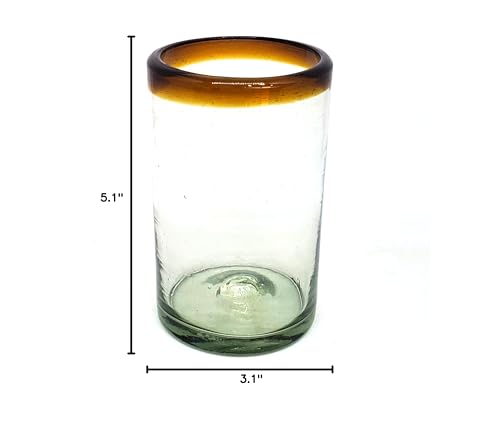 Amber Rim 14 oz Drinking Glasses (set of 6), Recycled Glass, Lead-free, Toxin-Free (Drinking) - style: 14 oz Drinking