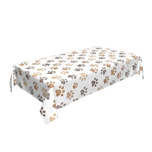 Worltoldb Dog Paw Print Tablecloths - Polyester Rectangular Table Cover - 90" x 60" - White - Animal Print, Formal - All-Season - Water Resistant, Durable - Wedding - color: White15