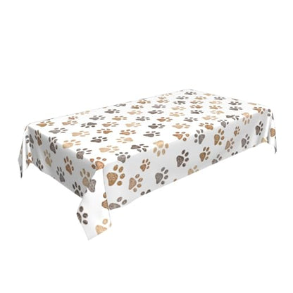 Worltoldb Dog Paw Print Tablecloths - Polyester Rectangular Table Cover - 90" x 60" - White - Animal Print, Formal - All-Season - Water Resistant, Durable - Wedding - color: White15