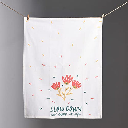 Folkulture Cute Kitchen Towels - Summer Kitchen Towels with Hanging Loop | 100% Cotton, Machine Washable, Tea Towels for Dying Dish Kitchen Essentials, Housewarming Gifts New Home, 20 X 26 Inch - color: Bloom