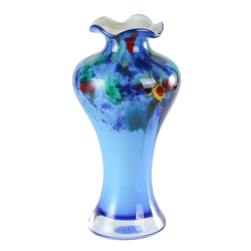 KAMMAK Colored Glass Vase, Beautiful Hand Blown Decorative Vase, Modern Art Vase for Flower Mantle Dining Table Centerpiece, Entryway Living Room Wedding Decoration, 8HPFH02042 - style: 8HPFH02042