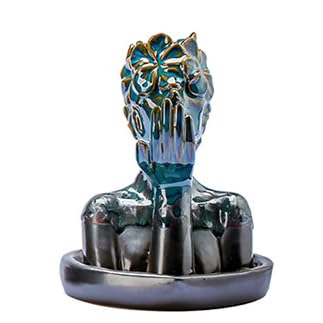 Flower Masked Half Face of Women Statue Backflow Incense Holder,Waterfall Incense Burner Holder for Sticks Cones Home Office Yoga AI033 - color: Women a