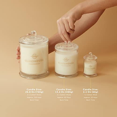 Glasshouse Fragrances Midnight in Milan Candle, Triple Scented Natural Soy Wax Blend, 2 Wicks & Glass Jar, 65 Hour Burn Time, Saffron & Rose, 13.4 Oz (380g)
