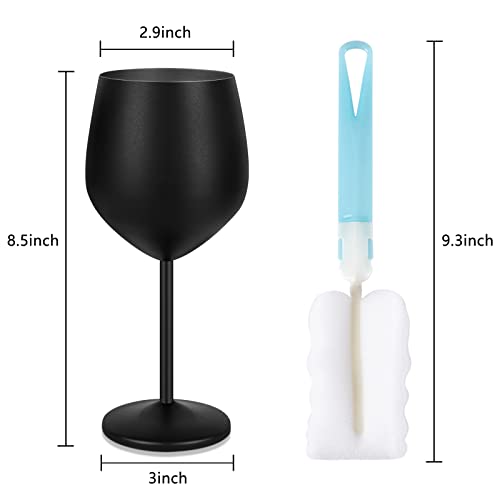 Lifecapido Stainless Steel Wine Glasses Set of 4, 18oz Stainless Steel Wine Goblets, Metal Wine Glasses with Cup Brush for Party Office Wedding Anniversary, Great for Red White Wine, Gold and Black - color: Gold and Black