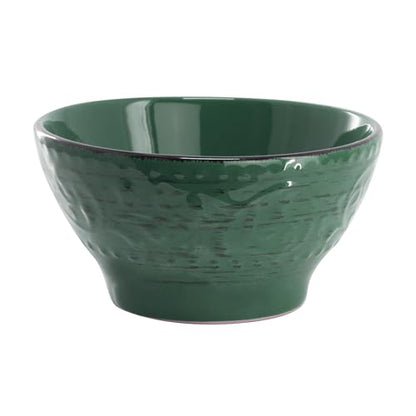Elama Malibu Sea Glass 16-Piece Stoneware Embossed Pattern Reactive Glaze Dark Green Dinnerware Set, Tableware, Serveware Set (Sea Glass Green) - color: Sea Glass Green