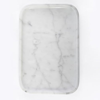 Italian Natural Marble Serving Tray, 11.8”x7.8” Statuario White Marble Tray for Home Decor, Stone Tray for Bathroom/Kitchen/Vanity/Dresser, Plate Holder for Tissues/Candles/Towel