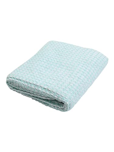 Two Tone Hanicom Cotton Throw 50X60- Aqua - color: Aqua Honeycomb