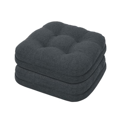 baibu Set of 2 Dining Chair Cushions, Dual-Layer Patent Design Memory Foam Kitchen Chair Cushions, Non-Slip Seat Pads with Ties, 16.5 x 16.5 x 3.5in, 2 Pack, Charcoal Grey - color: Charcoal Grey, size: 2 Count (Pack of 1)