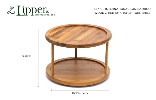 Lipper International 8302 Bamboo Wood 2-Tier 10" Kitchen Turntable - color: Bamboo Wood, size: 10" Diameter, 2-Tier
