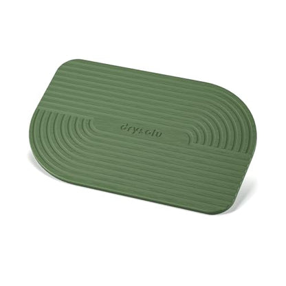 Stone Bath Mat Diatomaceous Earth Bath Mat Stone Shower Mat Fast Water Drying Ultra Absorbent Pad Diatomite Mat,Non-Slip Mat for Bathroom,Kitchen,Pet,15.35x23.62in,Hard,Drak Green,1-Pack