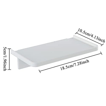 Stick-on Wall Shelf - Small Wall Mounted Clear Acrylic Wonder Shelf Phone Holder Shelves Wipes Rack for Bathroom,Kitchen,Toilet,Office - White - color: White