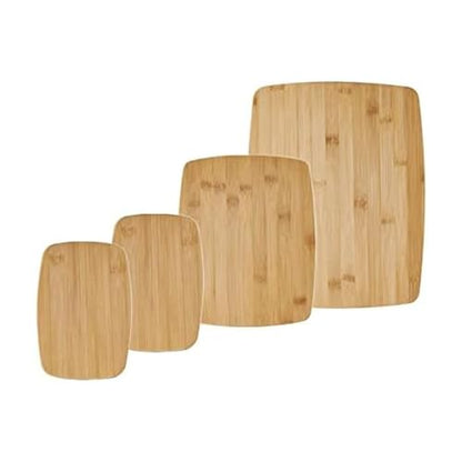 Farberware 4-Piece Bamboo Cutting Board Set - Reversible Boards for Meal Prep, Charcuterie, Cheese and Entertaining, Natural Bamboo Kitchen Essential - size: 14"L x 11"W, style: 4-Piece