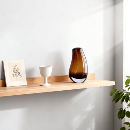 Amber Glass Vase, Hand Blown Brown Glass Vase 8.5in, Amber Flower Vase for Pampas Grass & Fresh Flowers, Brown Vases for Centerpieces, Modern Flower Vases Home Decor